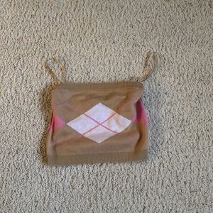 TAN pink and white top